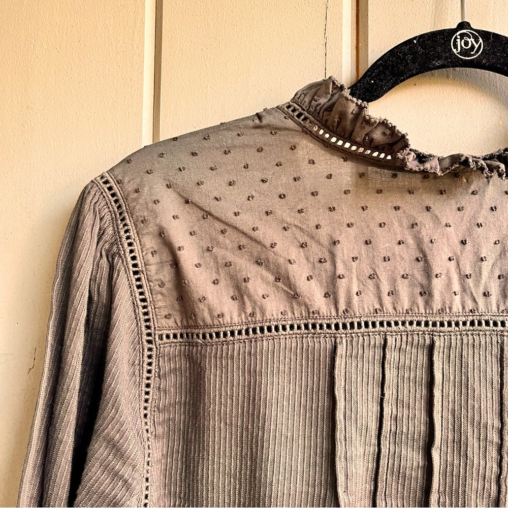 Quince Women's M Organic Textured Cotton Peasant Blouse Boho Chic - Picture 7 of 9